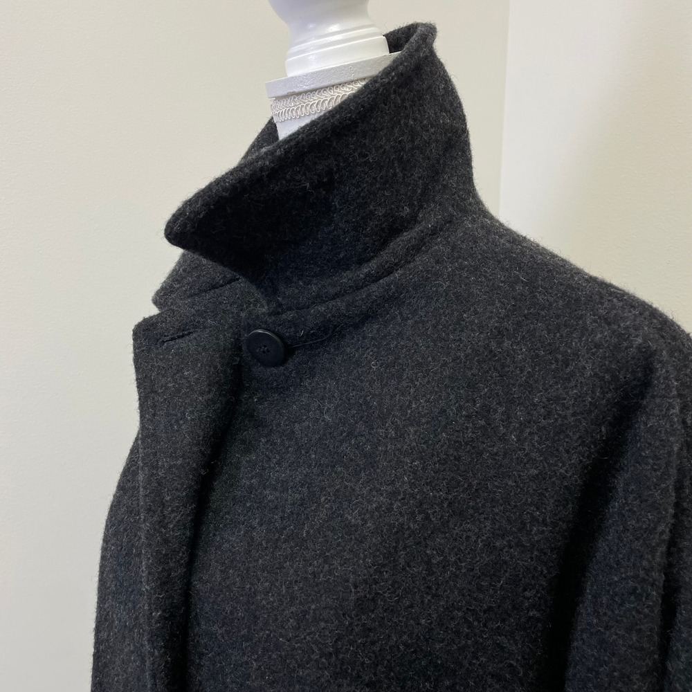 Vintage Eileen Fisher Charcoal Gray 100% Wool Long Duster Coat Large 90s - Picture 4 of 16